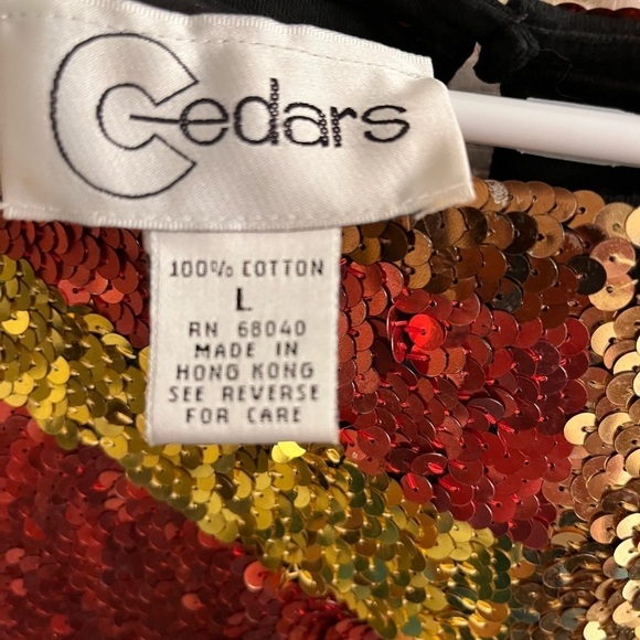 100% COTTON~VTG~SEQUIN BLOUSE~ABSTRACT~LG~ NWT - Picture 4 of 12